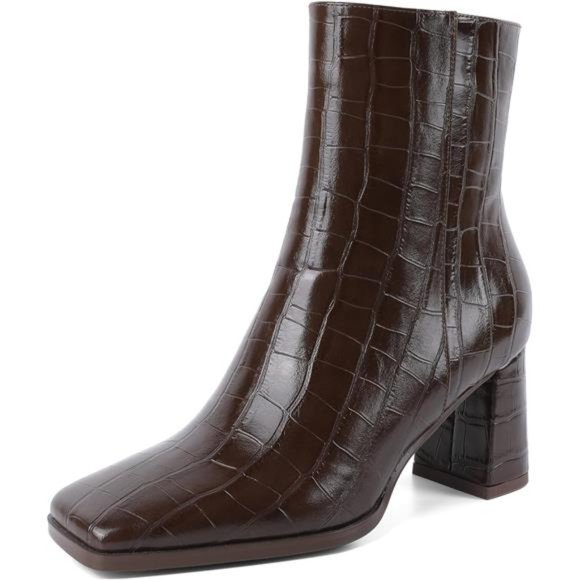 Womens Ankle Boots Chunky Heel Boots Ankle Booties Square Toe 3 